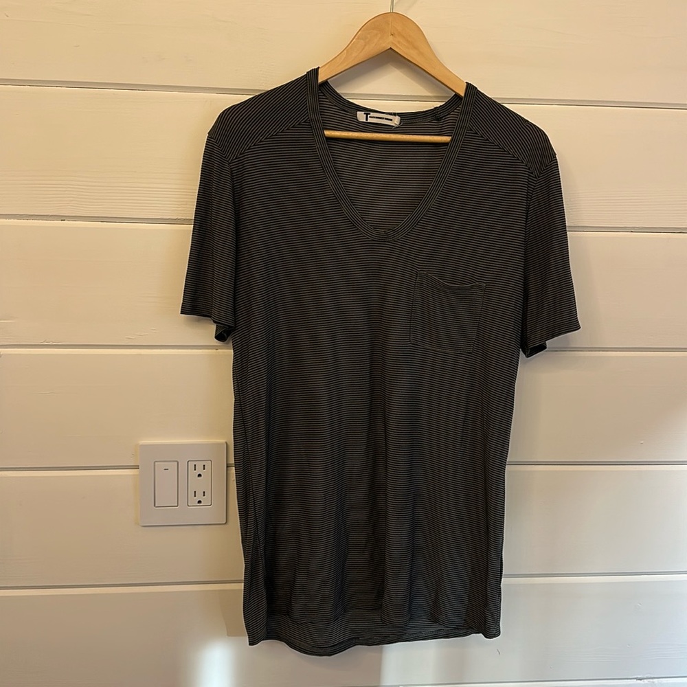 T Alexander Wang black and grey striped super soft t.